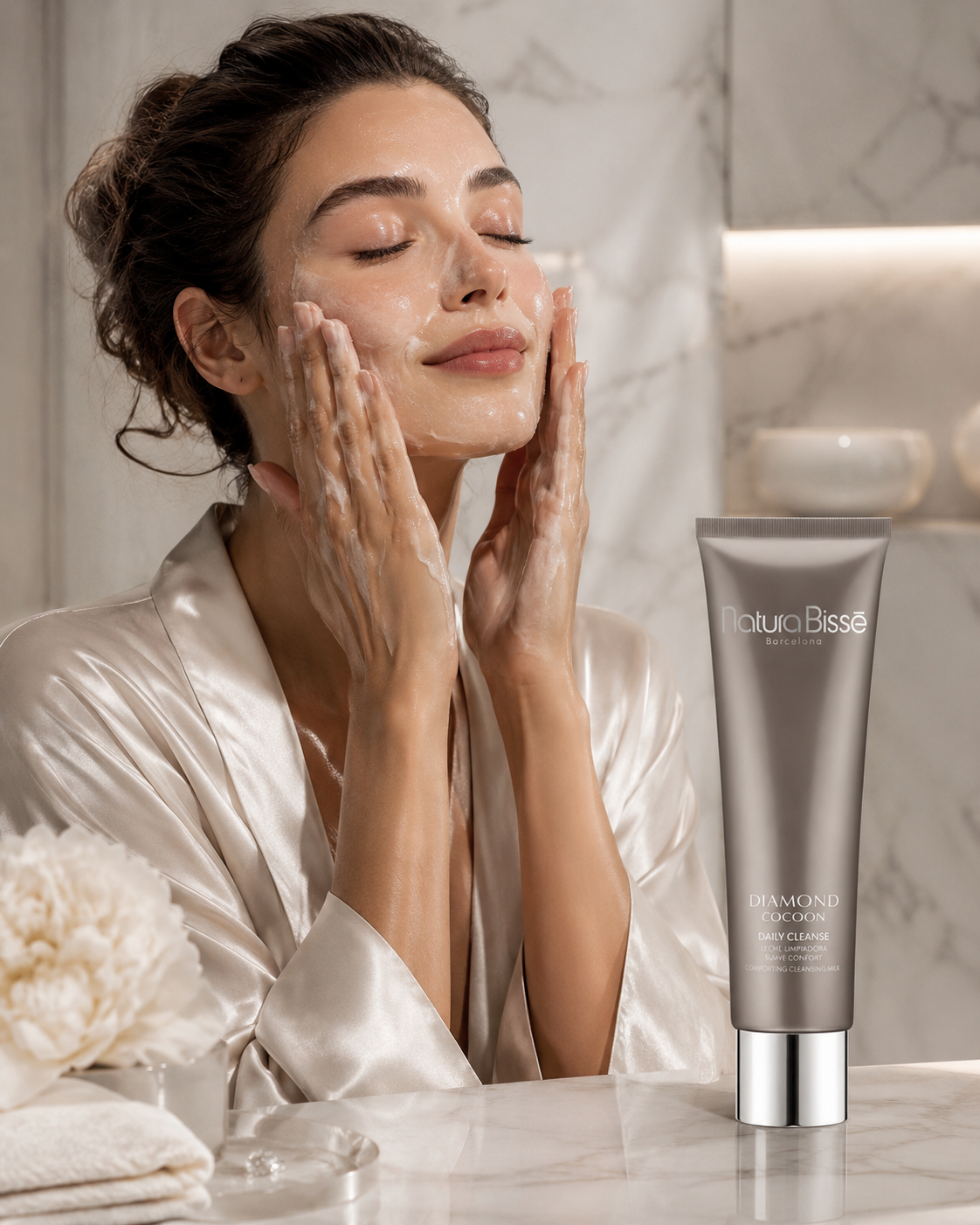 Paso 01 — Limpieza de Lujo con Diamond Cocoon Daily Cleanse