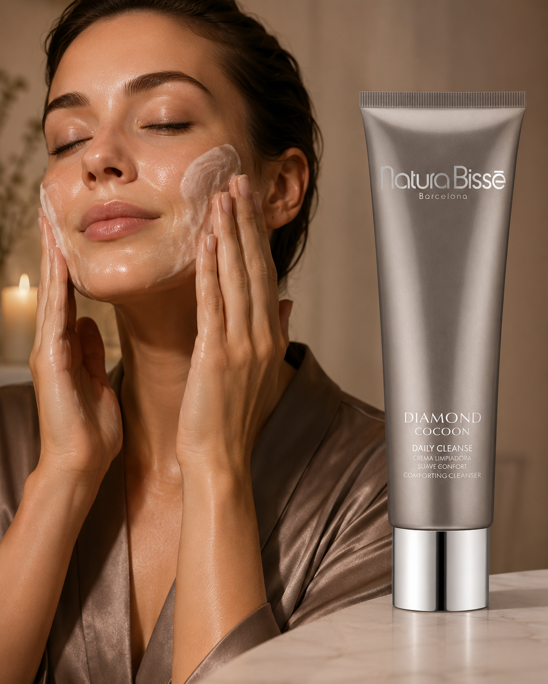 Paso 01 — Doble Limpieza con Diamond Cocoon Daily Cleanse